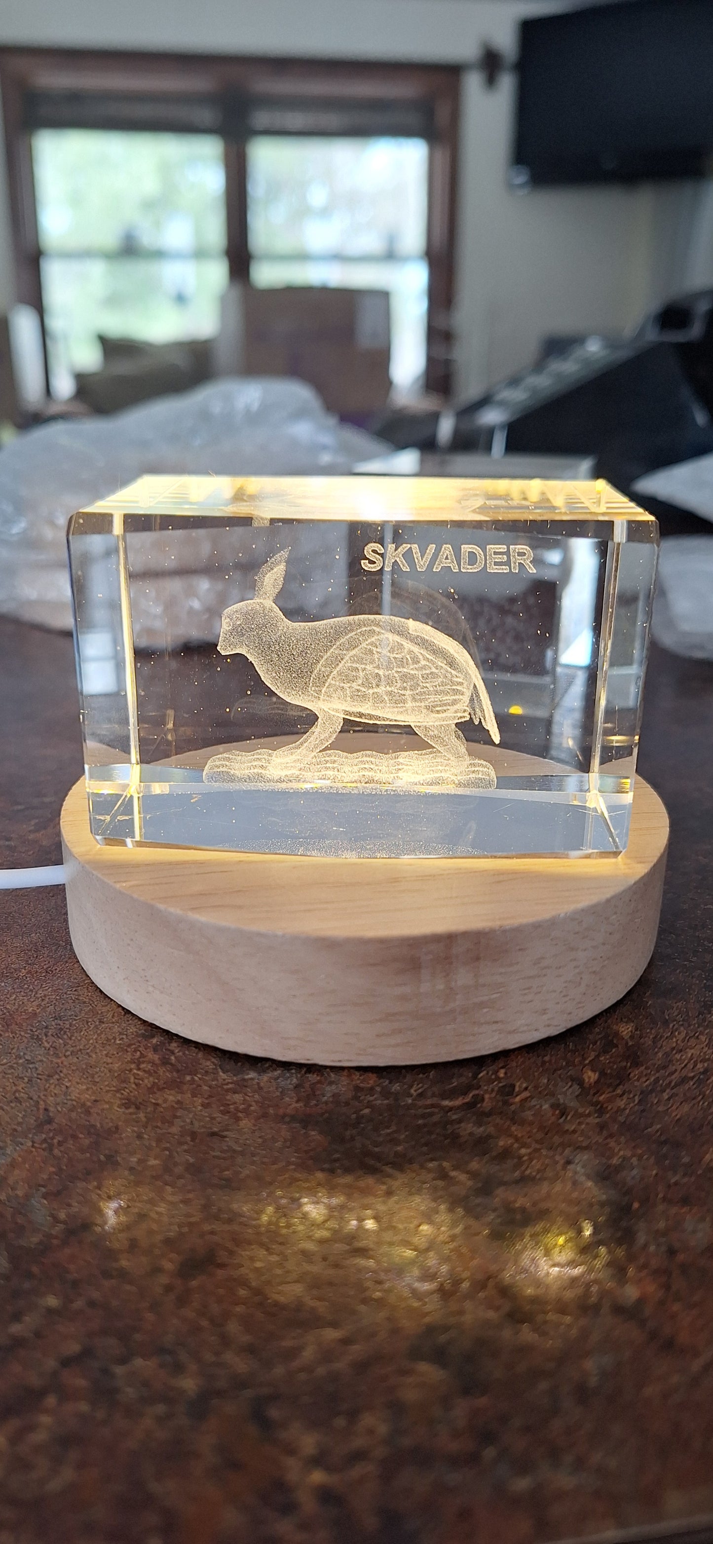 Mythical Skvader Swedish Etched Laser Glass & Light Base Paperweight